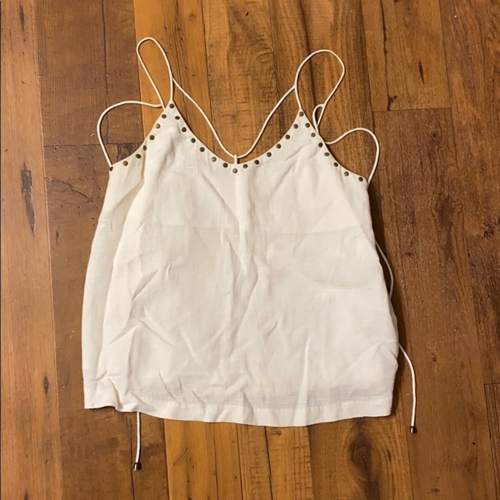 Cream colored tie back cami top with stud detail M